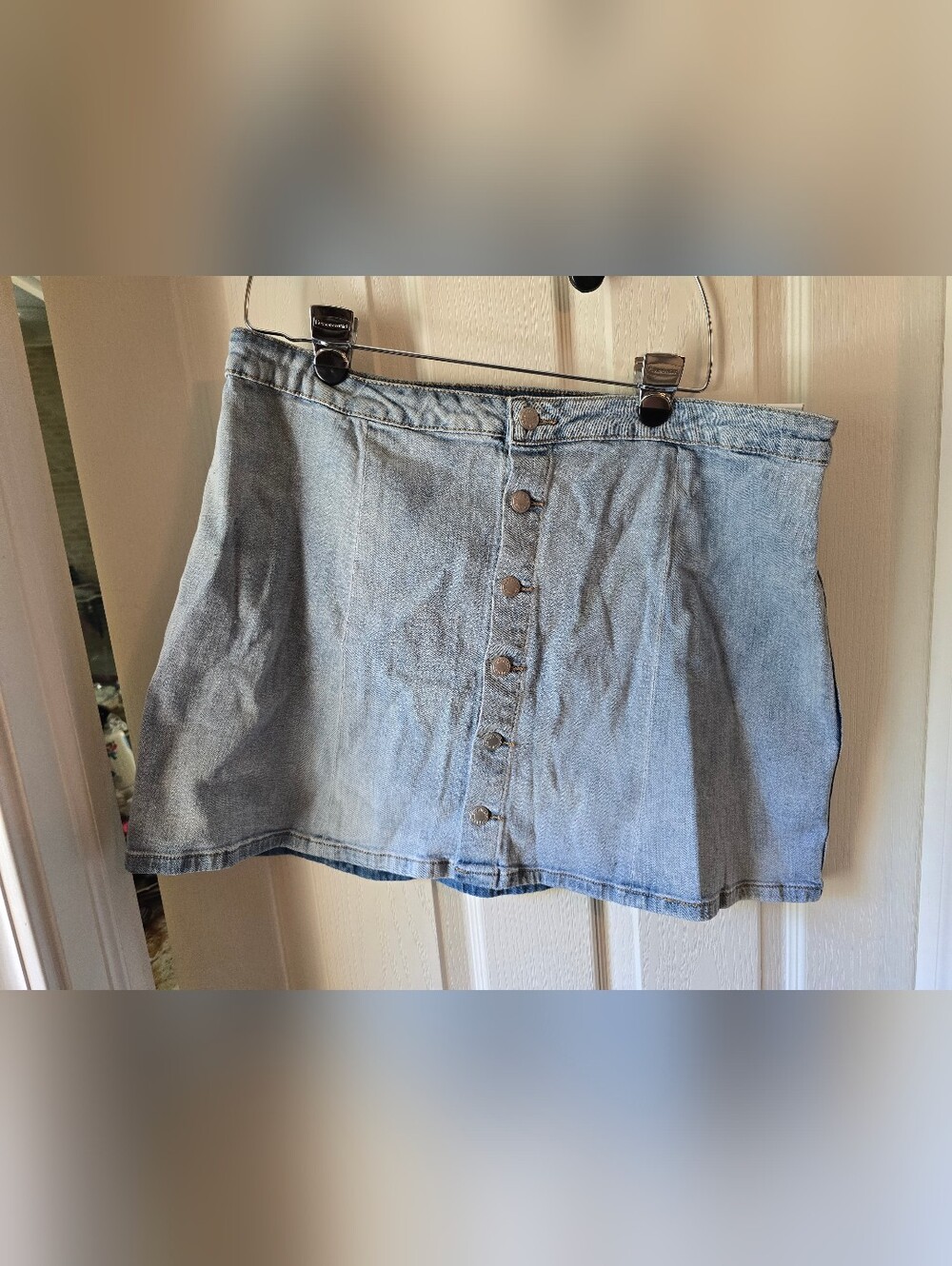 Judy BLUE Button-Front Light Blue Denim Mini Skirt, 2XL